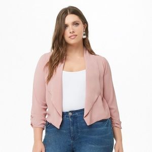 Mauve Crepe Open-Front Blazer - Size 1X